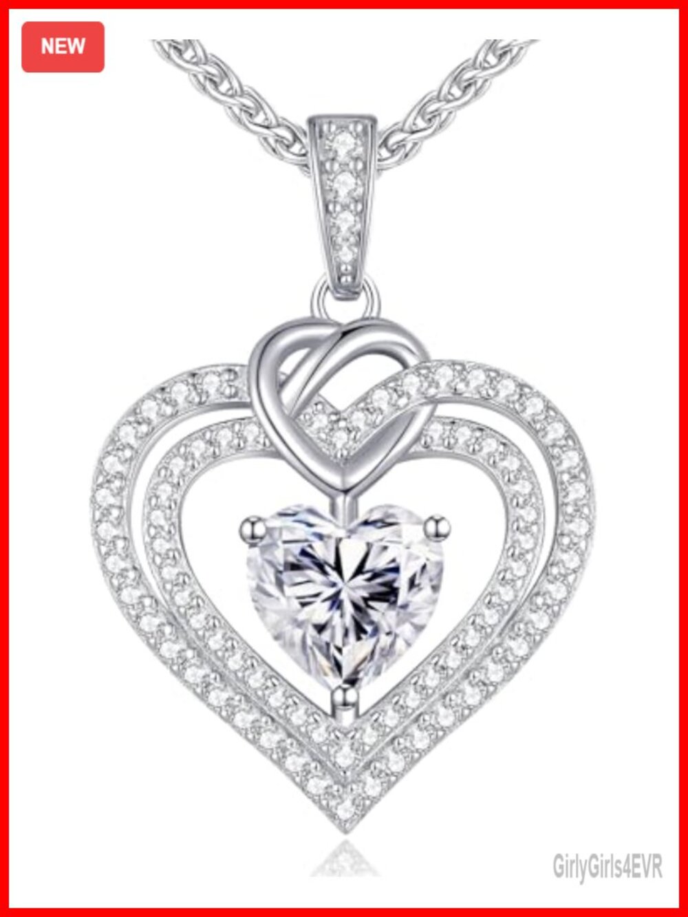 Moissanite Heart Necklace 925 Sterling Silver Women